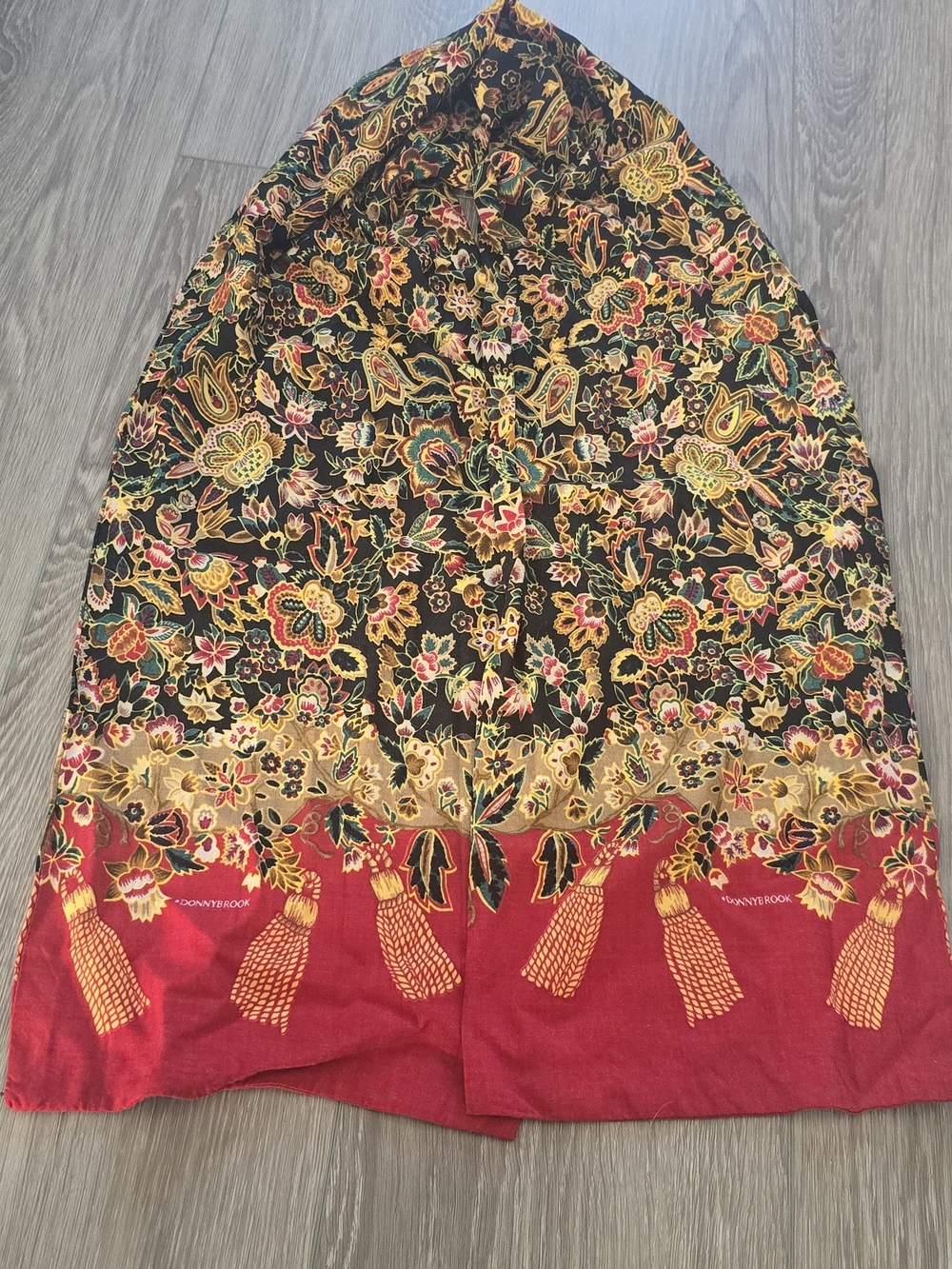 Vibrant Floral Donnybrook Scarf - 8.5x28.5 - Rayon, Slovenia/Ukraine Boho Chic